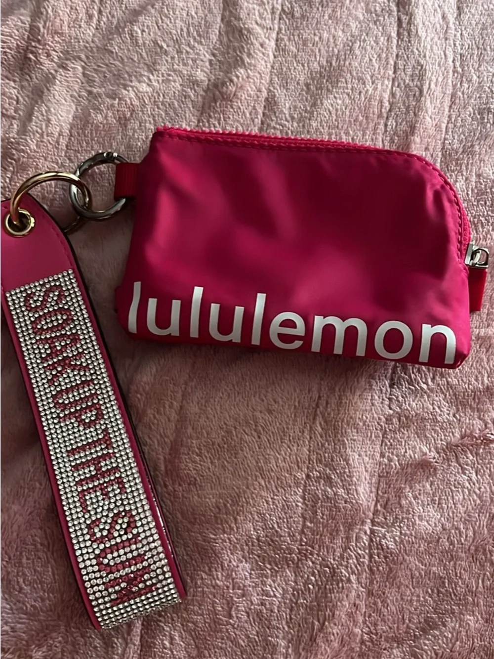 lululemon athletica Pink Key Pouch with PINK Crystal Strap
